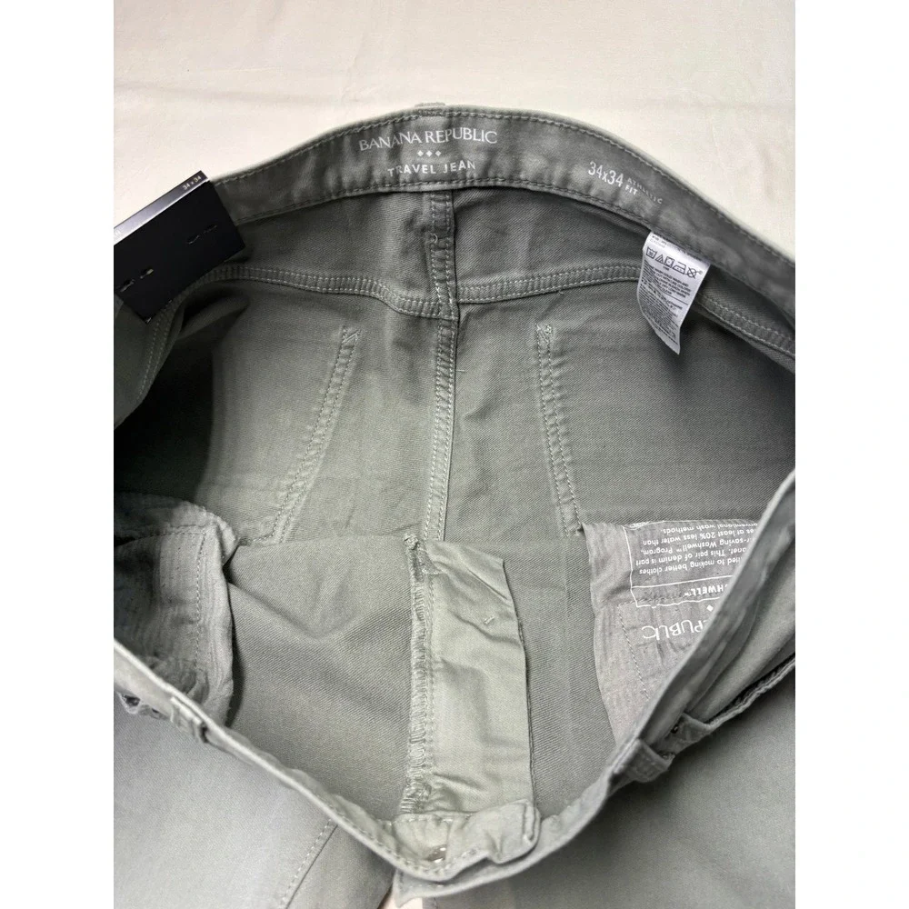 NWT Banana Republic Travel‎ Jean Mens 34x32 Athletic Fit Soft Sage Green 599223